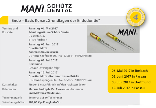 Endo – Basis Kurse „Grundlagen der Endodontie“