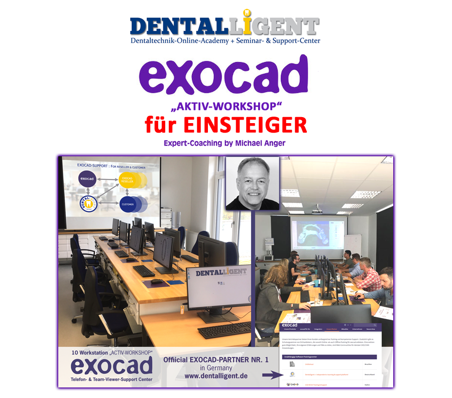 EXOCAD - Anfänger- / Einsteiger-Seminar - "AKTIV WORKSHOP" mit 9 PC´s