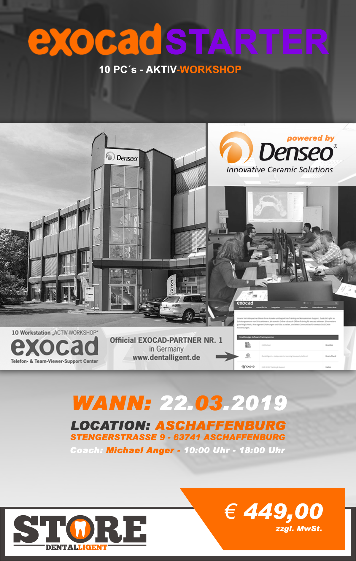 EXOCAD - STARTER - "AKTIV WORKSHOP" mit 10 PC´s -DENSEO GmbH