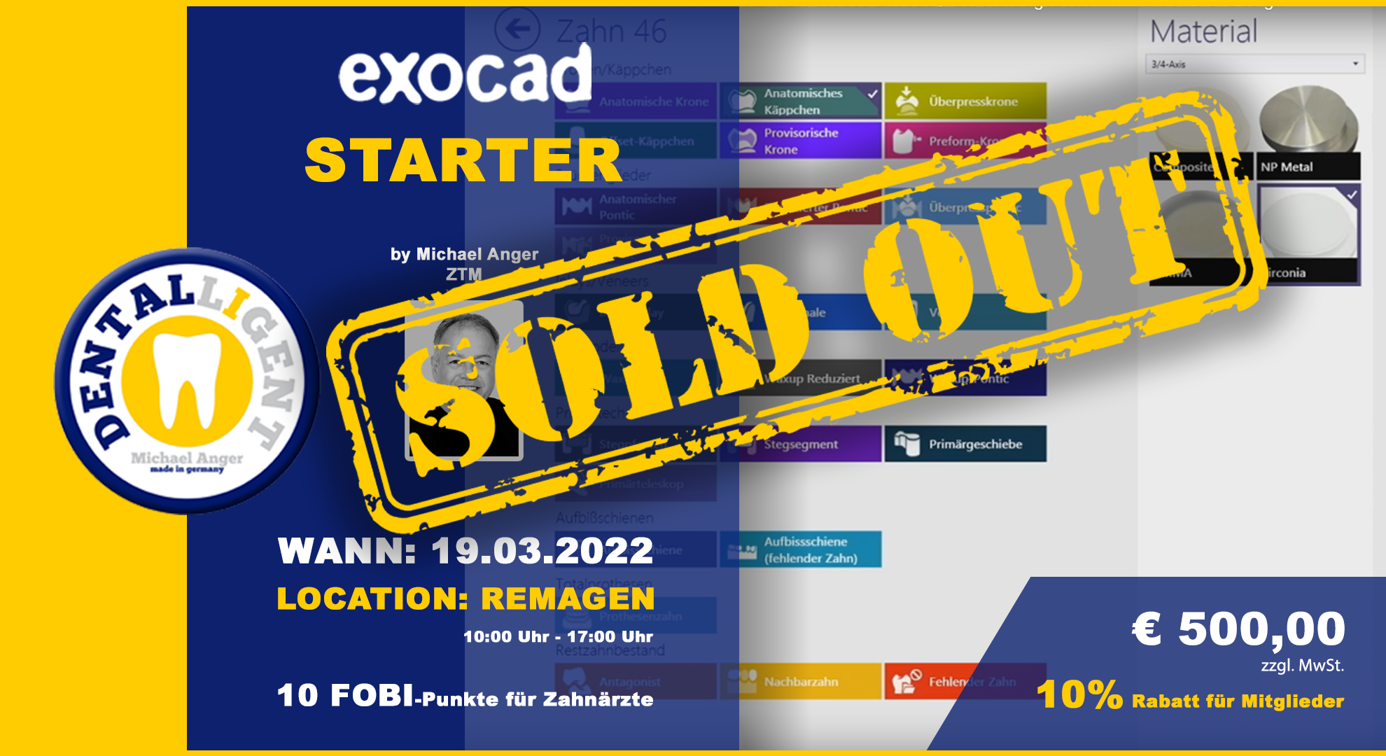 AUSVERKAUFT! - EXOCAD - STARTER - "AKTIV WORKSHOP" in REMAGEN