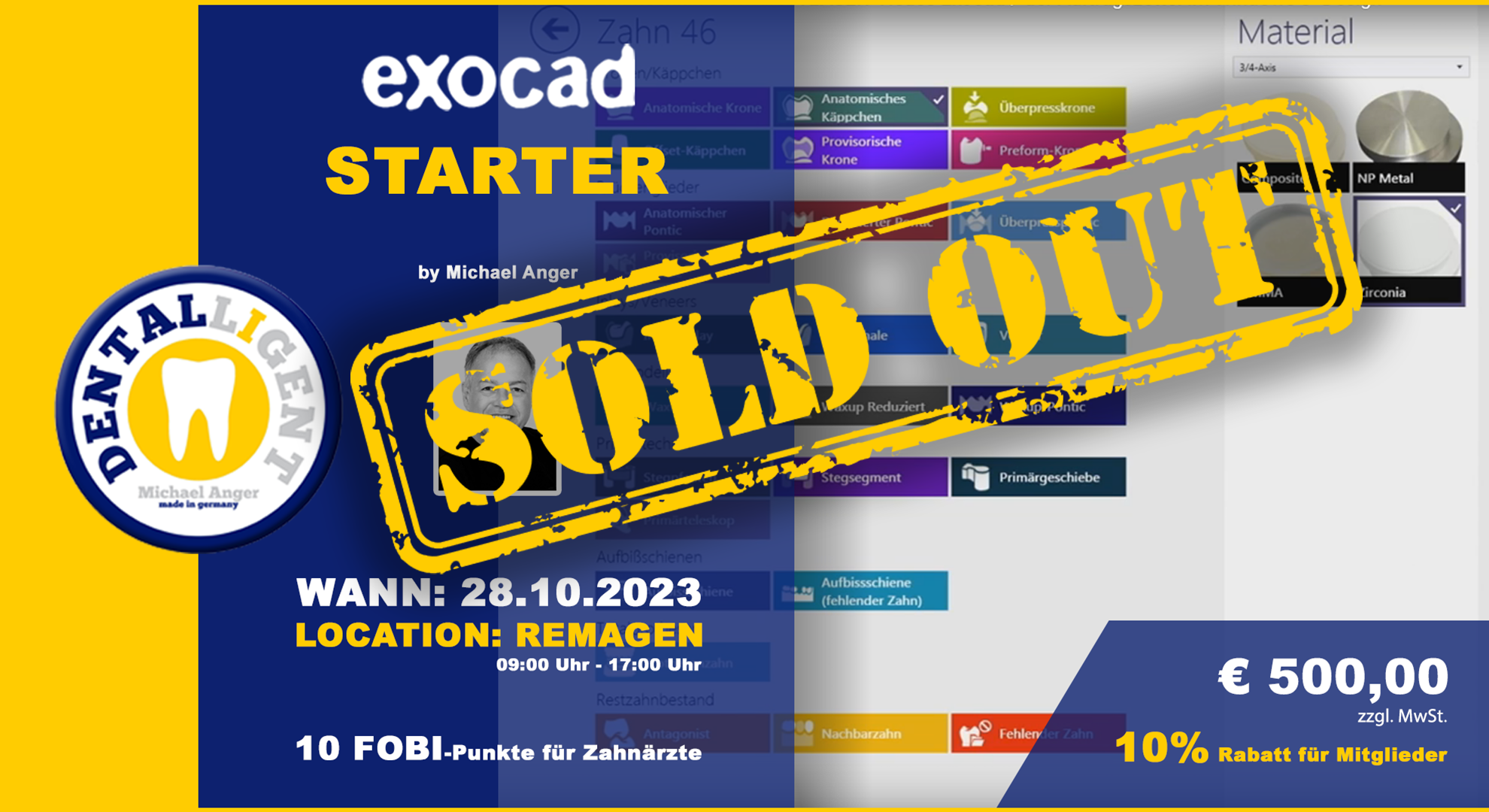 AUSVERKAUFT! -EXOCAD - STARTER - "AKTIV WORKSHOP" in REMAGEN